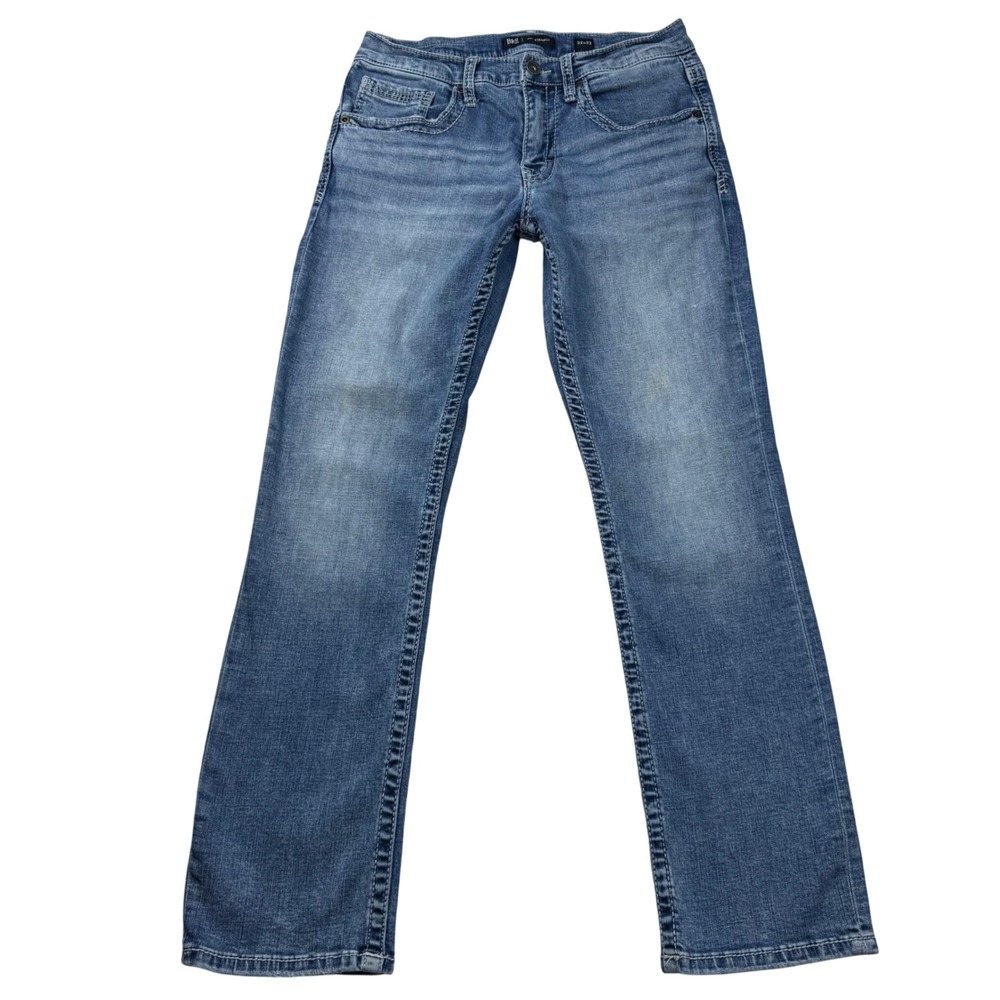 BKE Jake Straight Leg Jeans Mens 32x32 Medium Wash Distressed Denim Blue